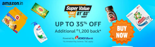 amazon super value day : great discount + upto rs. 1200 back as amazon pay balance